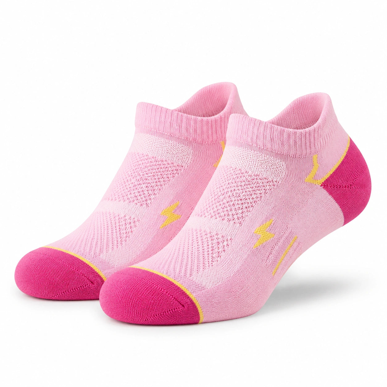 Chaussettes de sport basses 43-46 en maille rose fuchsia et jaune respirantes