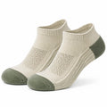 Chaussettes courtes 39-42 en maille écru et vert sauge respirantes
