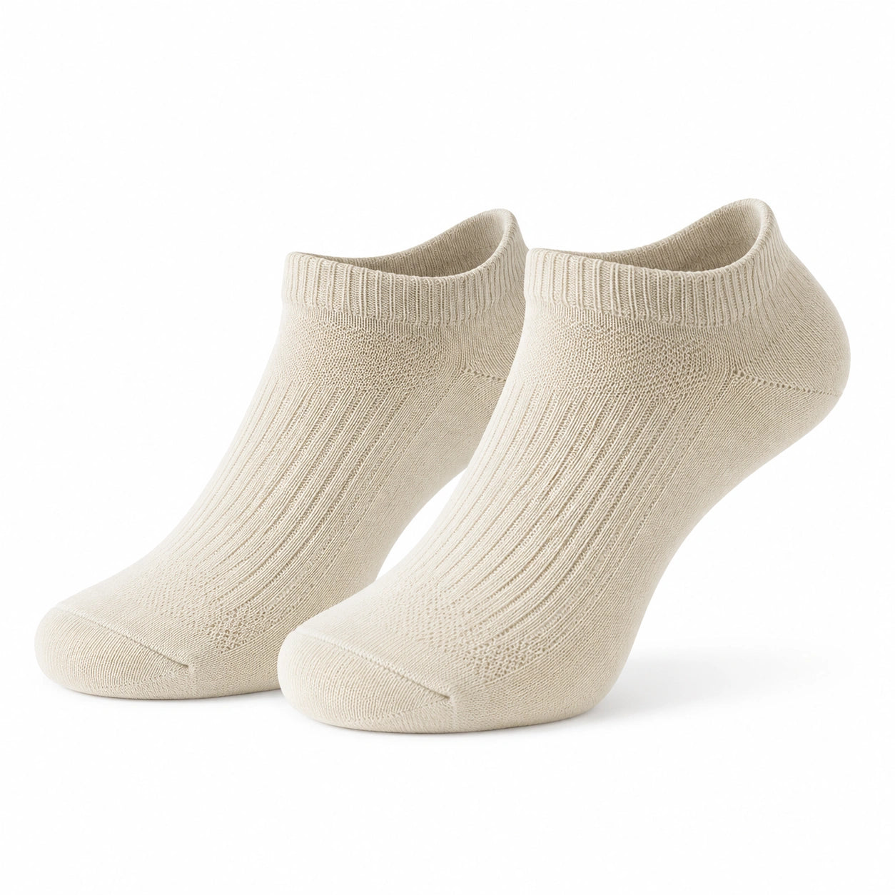 Chaussettes basses 39-42 en maille écrue côtelée pour usage quotidien
