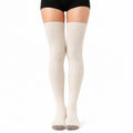 Chaussettes hautes 35-38 en maille côtelée écru pour femme