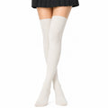 Chaussettes hautes femme 35-38 en maille côtelée blanc cassé - style classique