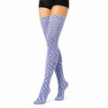 Chaussettes hautes 39-42 en maille textile violet bleu blanc style chiné