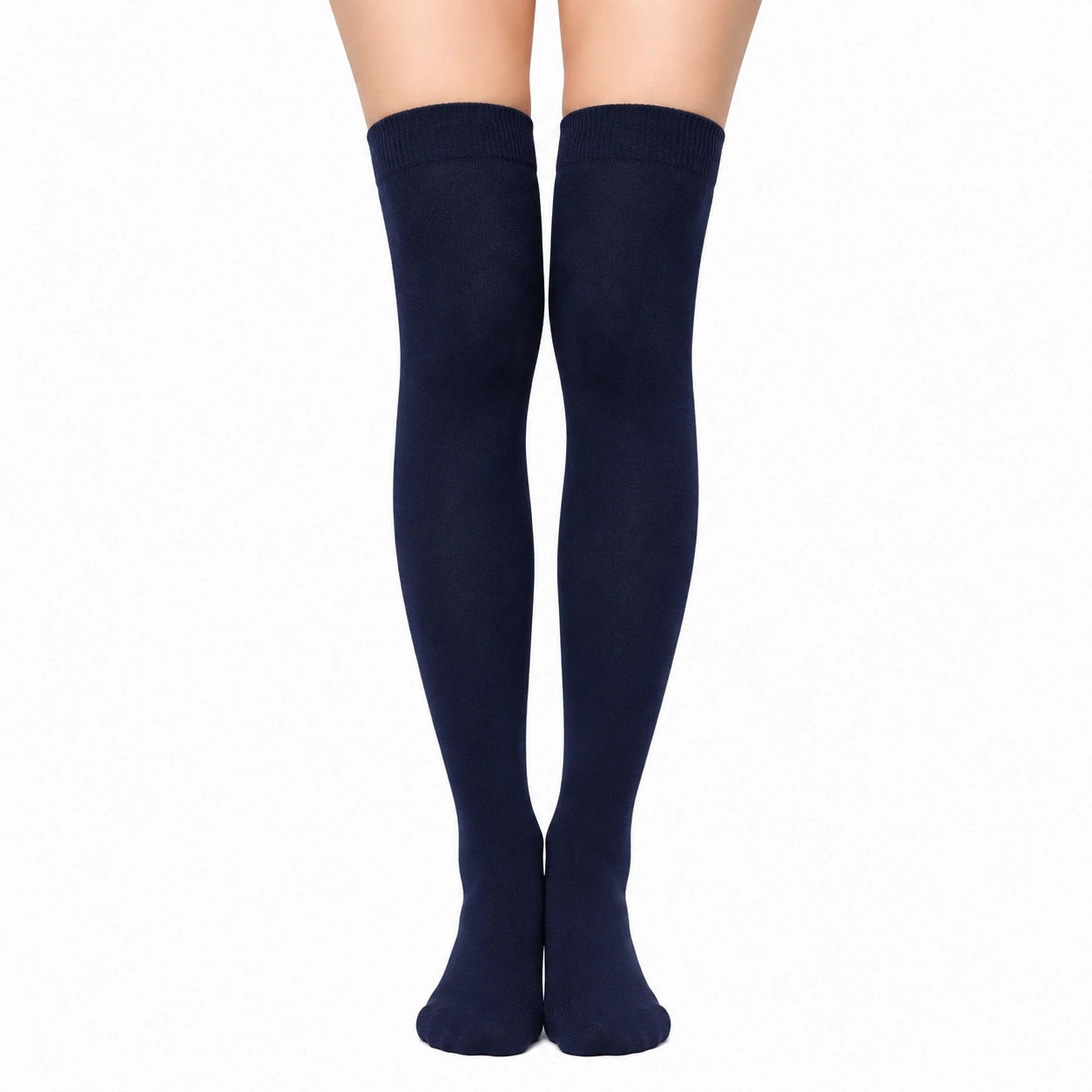 Chaussettes hautes 39-42 en maille bleu marine - style uni extensible