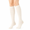 Chaussettes hautes 35-38 écru en maille côtelée extensible