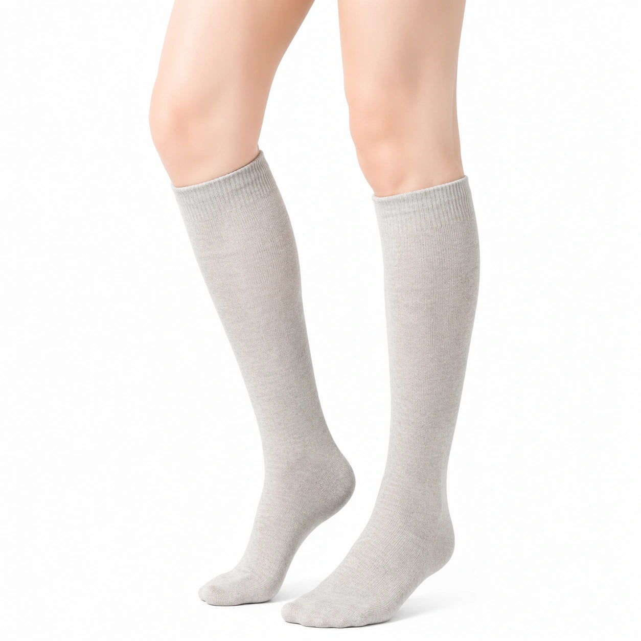 Chaussettes hautes 35-38 en maille grises pour usage quotidien