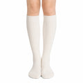 Chaussettes hautes 35-38 en maille écrue côtelée style classique
