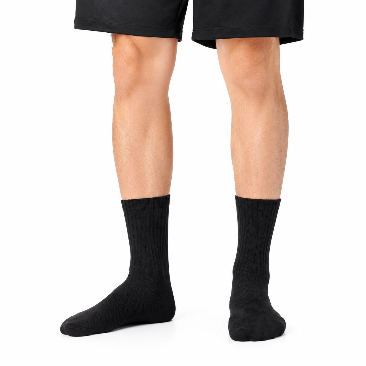 Chaussettes mi-mollet 43-46 noires côtelées pour usage quotidien