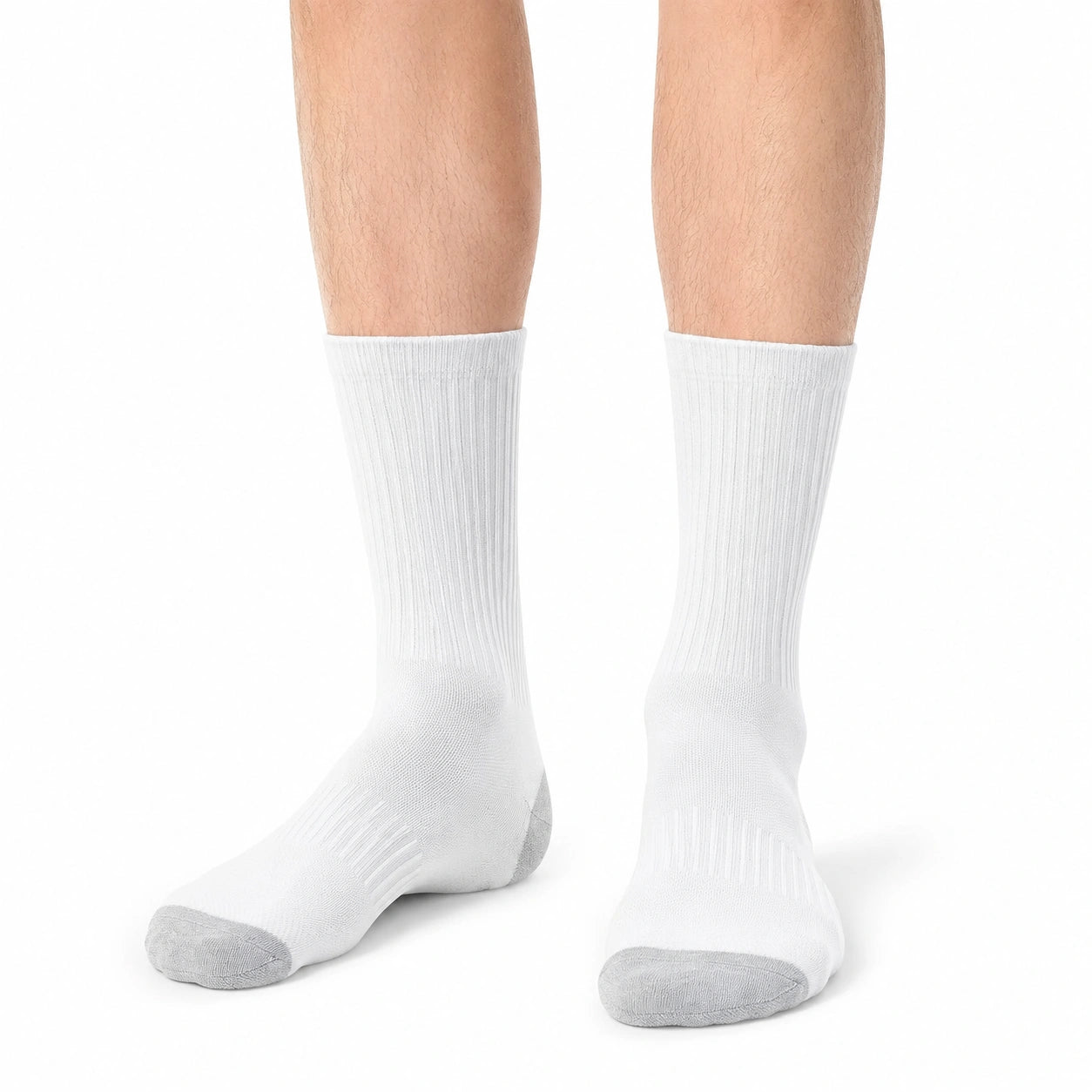 Chaussettes de sport 43-46 en maille blanche et grise à tige mi-haute