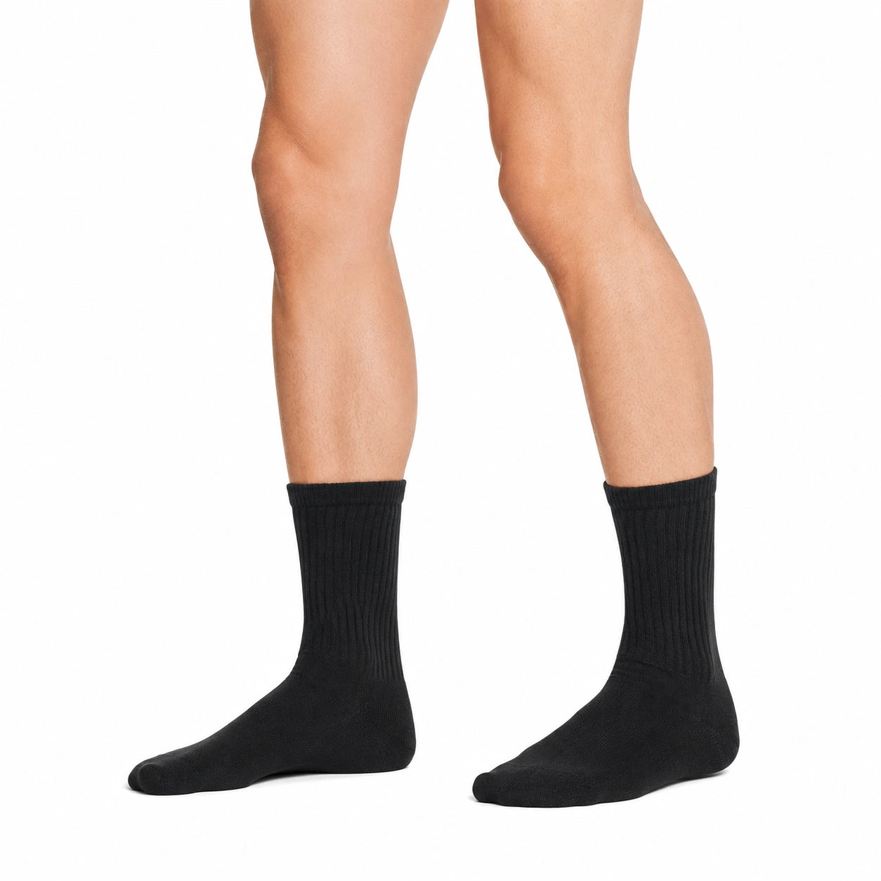 Chaussettes mi-mollet noires en maille côtelée taille 43-46 style classique
