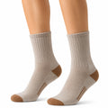 Chaussettes mi-mollet 35-38 en maille beige et marron côtelées pour usage quotidien