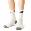 Chaussettes mi-mollet 39-42 en maille blanc et vert style sportif