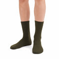 Chaussettes mi-mollet 39-42 en maille vert kaki côtelées style classique